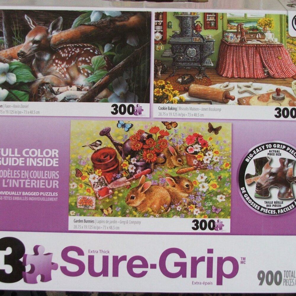 2 Deluxe Jigsaw Puzzles EZ Grip 600 Piece Fawn Puzzle Missing (P125)